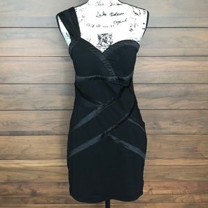 One Shoulder Sweetheart Backless Black Mini Dress